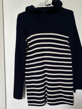 Chaps  Navy striped nautical Hooded Knit Sweater
